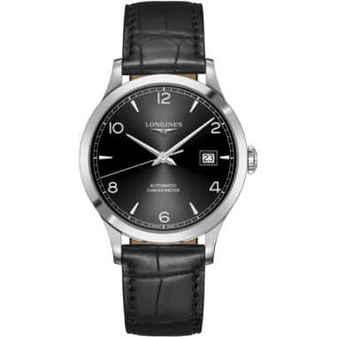 Record 40mm Stainless Steel / Black-Arabic / Alligator