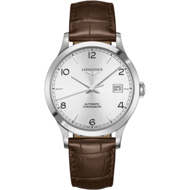 Longines Record 40mm Stainless Steel / Silver-Arabic / Alligator L2.821.4.76.2