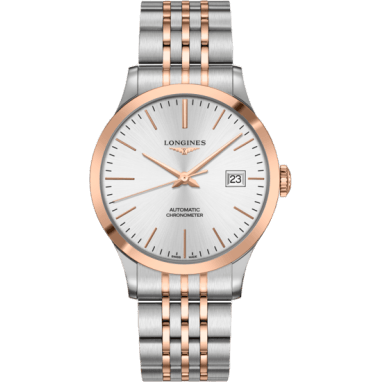 Longines Record 40mm Stainless Steel / Pink Gold / Silver / Bracelet L2.821.5.72.7