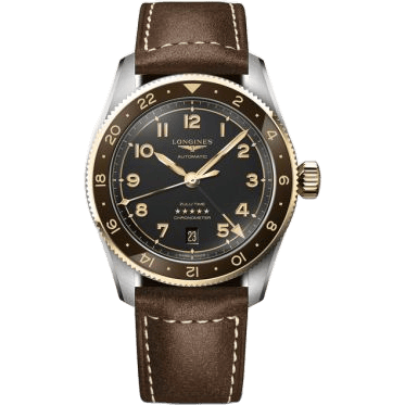 Longines Spirit Zulu Time 39 Stainless Steel - Yellow Gold / Anthracite / Strap L3.802.5.53.2