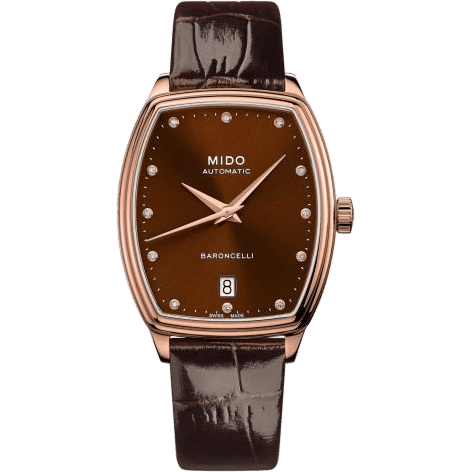 Mido Baroncelli Tonneau Lady Rose Gold / Brown - Diamond M041.307.36.296.00