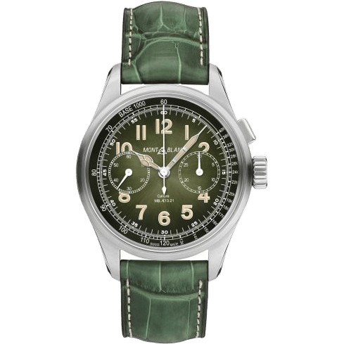 1858 Monopusher Chronograph 40 Stainless Steel / Green / Alligator