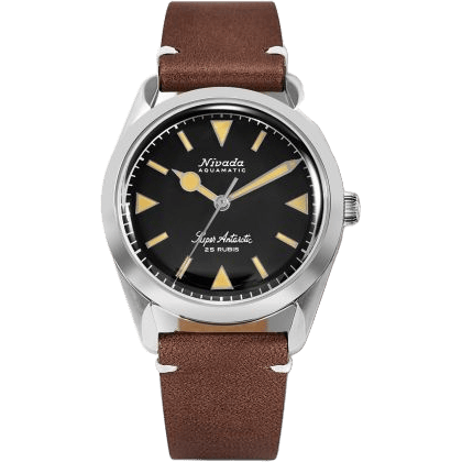 Super Antarctic Black - Yellow Luminova / Stainless Steel / Brown - White