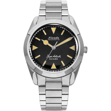 Super Antarctic Black - Yellow Luminova / Stainless Steel / Flat Link