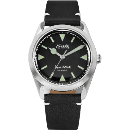 Nivada Grenchen Super Antarctic Black - Green Luminova / Stainless Steel / Black - White 32026A15