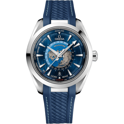 Omega Seamaster Aqua Terra 150M Master Chronometer 43 Worldtimer Stainless Steel / Blue / Rubber 220.12.43.22.03.001