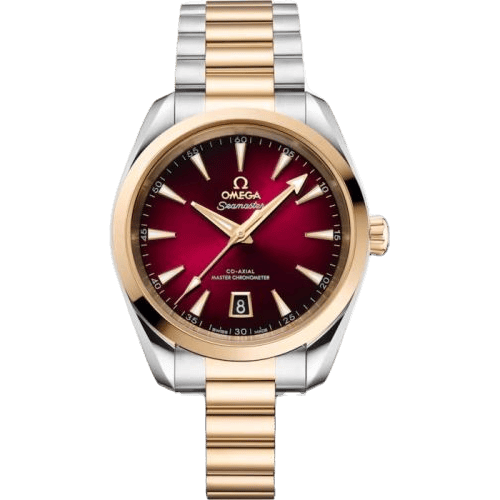 Omega Seamaster Aqua Terra 150M Shades Master Chronometer 38 Stainless Steel - Moonshine Gold / Red / Bracelet 220.20.38.20.10.002
