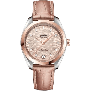 Omega Seamaster Aqua Terra 150M Master Chronometer 34 Stainless Steel / Sedna Gold / Grey - Diamond / Alligator 220.23.34.20.59.001