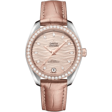 Omega Seamaster Aqua Terra 150M Master Chronometer 34 Stainless Steel / Sedna Gold / Diamond / Grey - Diamond / Alligator 220.28.34.20.59.001