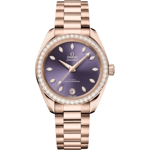 Omega Seamaster Aqua Terra 150M Shades Master Chronometer 34 Sedna Gold - Diamond / Lavender / Bracelet 220.55.34.20.60.001