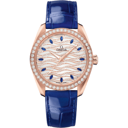 Omega Seamaster Aqua Terra 150M Master Chronometer 38 Sedna Gold / Diamond / Wave Sapphire / Alligator 220.58.38.20.99.005