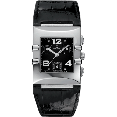 Omega Constellation Quadra Quartz 28 Chronograph Stainless Steel / Black / Alligator 1841.55.11
