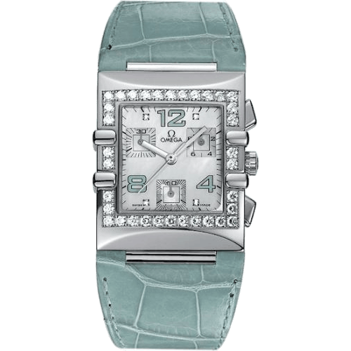 Omega Constellation Quadra Quartz 28 Chronograph Stainless Steel / Diamond / MOP/ Alligator 1847.74.41