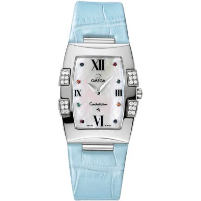 Constellation Quadrella Quartz 25 Stainless Steel / MOP / Blue Alligator