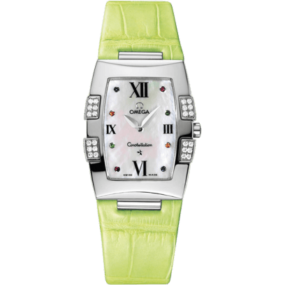 Constellation Quadrella Quartz 25 Stainless Steel / MOP / Green Alligator