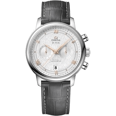 De Ville Prestige Co-Axial 41 Chronograph Stainless Steel / Vintage Silver Silk / Alligator
