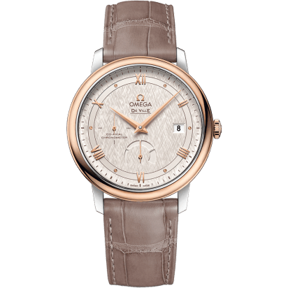 De Ville Prestige Co-Axial 39.5 Power Reserve Stainless Steel / Red Gold / Vintage Silver Silk