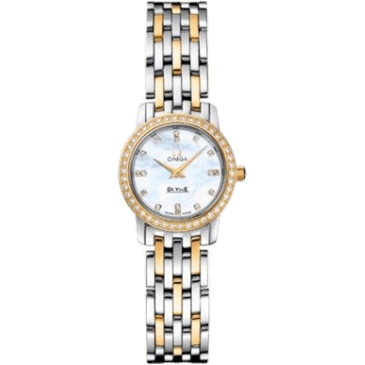 Omega De Ville Prestige Quartz 22 Stainless Steel / Yellow Gold / Diamond / MOP / Bracelet 4375.75.00