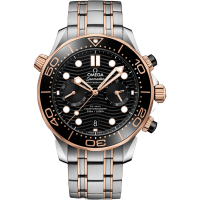 Omega Seamaster Diver 300M Master Co-Axial 44 Chronograph Stainless Steel / Sedna Gold / Black / Bracelet 210.20.44.51.01.001