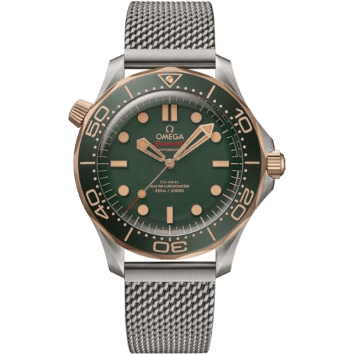 Omega Seamaster Diver 300M Master Co-Axial 42 Titanium - Bronze Gold / Green / Bracelet 210.90.42.20.10.001