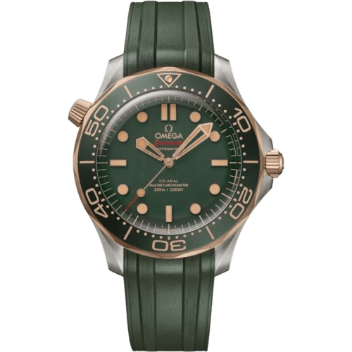 Omega Seamaster Diver 300M Master Co-Axial 42 Titanium - Bronze Gold / Green / Rubber 210.92.42.20.10.001