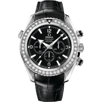 Omega Seamaster Planet Ocean 600M Co-Axial 45.5 Chronograph Stainless Steel / Diamond / Black / Alligator 222.18.46.50.01.001