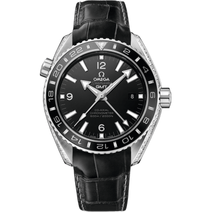 Omega Seamaster Planet Ocean 600M Co-Axial 43.5 GMT Platinum / Diamond / Black / Alligator 232.98.44.22.01.001