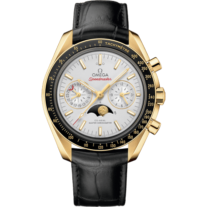 Omega Speedmaster Moonphase Chronograph Master Chronometer Yellow Gold / Silver 304.63.44.52.02.001
