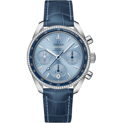 Speedmaster Co-Axial 38 Stainless Steel / Diamond / Blue / Strap