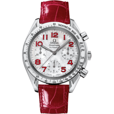 Speedmaster Reduced Ladies Stainless Steel / MOP / Red