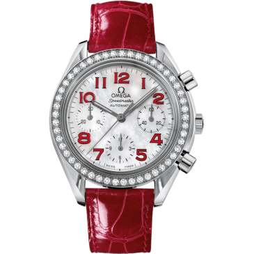 Speedmaster Reduced Ladies Stainless Steel / Diamond / MOP / Red
