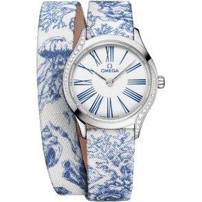 Mini Trésor Quartz 26 Stainless Steel - Diamond / White - Blue / Toile de Jouy - Double Tour