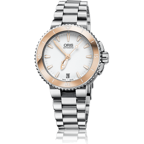 Aquis Date 36 Stainless Steel / White / Bracelet