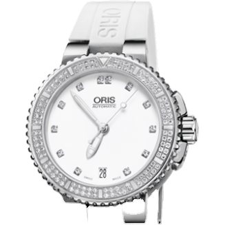 Oris Aquis Date Diamonds 36 Stainless Steel / White - Diamond / Rubber 01 733 7652 4991-07 4 18 31