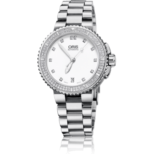 Oris Aquis Date Diamonds 36 Stainless Steel / White - Diamond / Bracelet 01 733 7652 4991-07 8 18 01P