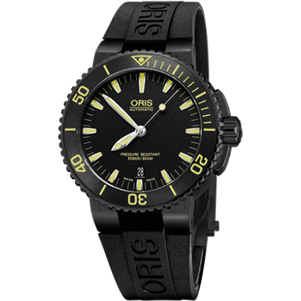 Oris Aquis Date 43 DLC / Black / Rubber 01 733 7653 4722-07 4 26 34BEB