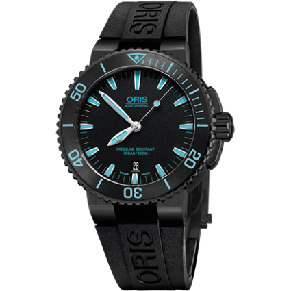Oris Aquis Date 43 DLC / Black / Rubber 01 733 7653 4725-07 4 26 34BEB