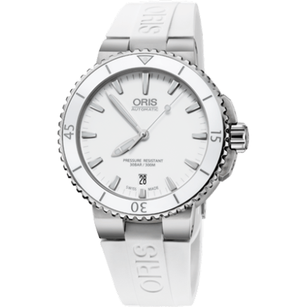 Aquis Date 40 Stainless Steel / White / Rubber