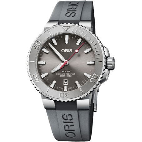 Aquis Date 43.5 Relief Stainless Steel / Grey / Rubber