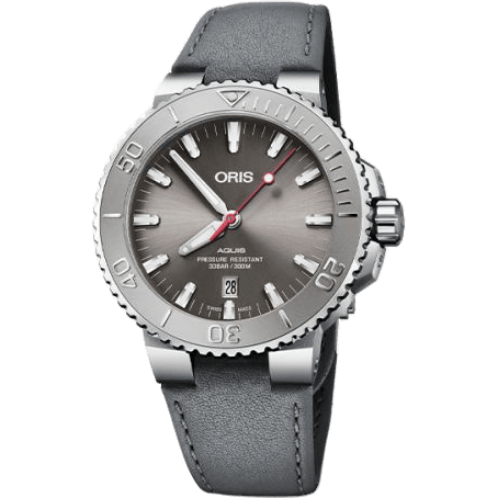 Oris Aquis Date 43.5 Relief Stainless Steel / Grey / Leather 01 733 7730 4153-07 5 24 11EB