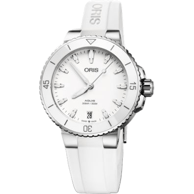Aquis Date 36.5 Stainless Steel / White / Rubber