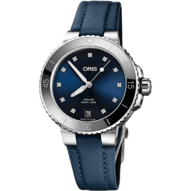 Oris Aquis Date Diamonds 36.5 Stainless Steel / Blue - Diamond / Textile 01 733 7731 4195-07 5 18 46FC