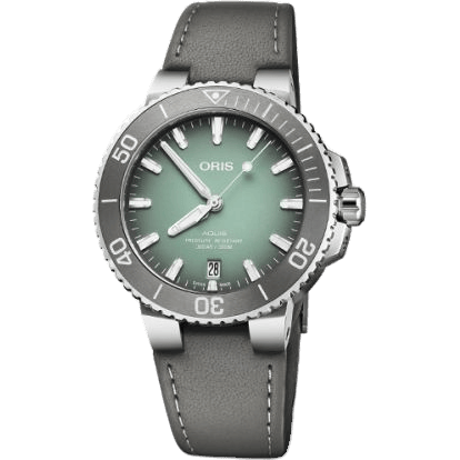 Aquis Date 39.5 Stainless Steel / Green / Calf