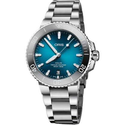 Aquis Date 39.5 Stainless Steel / Blue / Bracelet