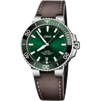 Aquis Date 39.5 Stainless Steel / Green / Calf