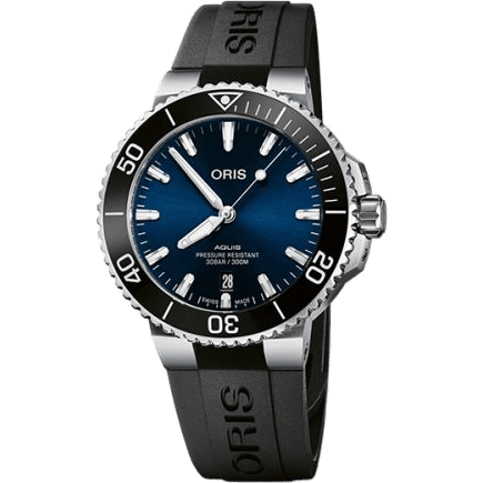 Aquis Date 41.5 Stainless Steel / Blue / Rubber