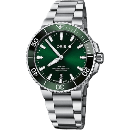 Aquis Date 41.5 Stainless Steel / Green / Bracelet