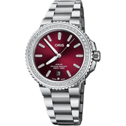 Oris Aquis Date Diamonds 41.5 Stainless Steel / Red / Bracelet 01 733 7766 4998-07 8 22 05PEB