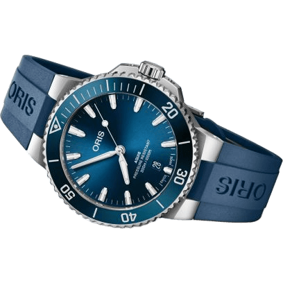 Aquis Date 41.5 Stainless Steel / Blue / Rubber