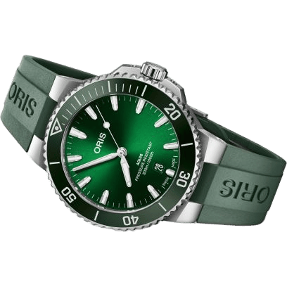Aquis Date 41.5 Stainless Steel / Green / Rubber